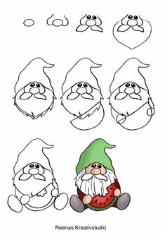 how to draw cartoon gnomes step by step