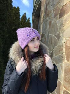 Pink Wool Beanie for Women/beaded Pink Beanie/women Knit Pink Hat/dusty Rose Wool Hat/knitted Wool Alpaca Beanie/women Hat With Crystal - Etsy Ukraine Handmade Purple Winter Hat, Winter Wool Hat As Gift, Purple Crochet Winter Hat, Hand-knitted Hat As Gift, Pink Beanie, Bead Knit, Chunky Beanie, Pink Beanies, Women Hat