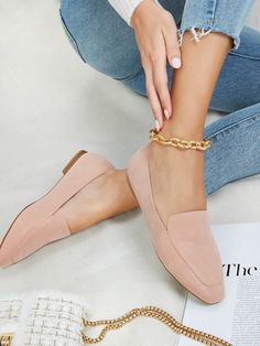 Faux Nubuck Pointed Toe Ballerina Flats | EMERY ROSE Smart Casual Women Summer, Comfortable Work Shoes, Shein Shoes, Work Shoes Women, Business Casual Shoes, Spring Capsule, Professional Shoes, Classy Shoes, Women Flats