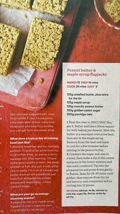 a recipe for granola bars is shown in the magazine, with instructions on how to make them