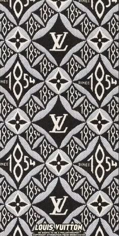 a black and white pattern with the word louis vuitton on it