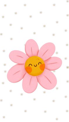 a pink flower with a smiley face drawn on it