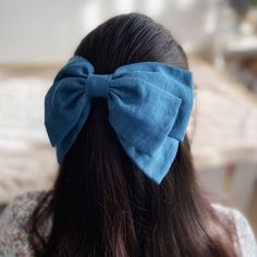 Super Cute Organic Stone Washed Linen Stacked Hair Bow for Girls in Denim Blue. They are handmade with love and care using high quality fabric.  This hair bow is simply cute, perfect for any occasion and makes a great gift as well. Attachment: Barrette  *Please be noted that the color might appear a little differently on each phone, tablet, or computer screen. Giant Bow, Denim Bows, Stacked Hair Bow, Christmas Gifts For Girls, Organic Linens, Blue Bow, Girl Hair Bows, Big Blue, Hair Ornaments