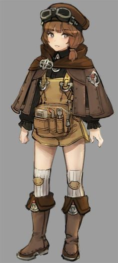 Steampunk Character Design, Mechanic Girl, Korean Illustration, Steampunk Characters, Girl Korean, Punk Clothing, Steampunk Clothing, Female Character Design