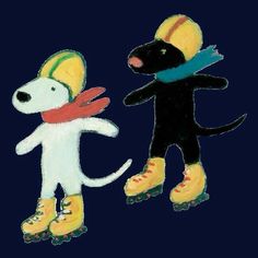 an image of two cartoon dogs on skates