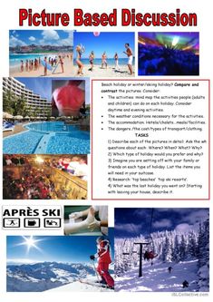 an advertisement for a ski resort with pictures of skiers and snowboarders in the background