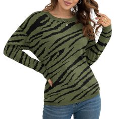 PRICES MAY VARY. Feature:50%VISCOSE+28%POLYESTER+22%NYLON.Relaxed Fit,soft and stretchy,chunky and stretch,fLsoft and silky smooth,our ultra-soft sweater yarn will wrap you in comfort all day long.(this women sweater is a little run big) Style: This pullover sweater is featured with crew neck,color block,knit,long sleeves,drop shoulder,and in causal and loose style. Design:It features subtle cropped length,crew neckline,drop shoulder,diagonal stripes print will make you more charming,it has colo Leopard Sweater, Sweater Tops, Diagonal Stripes, Pullover Sweater Women, Softest Sweater, Tunic Sweater, Winter Looks, Long Sweaters, Women Pullover