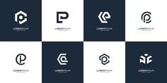 six different logos with the letter p