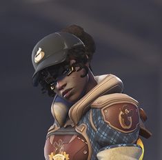 an animated character wearing a helmet and uniform