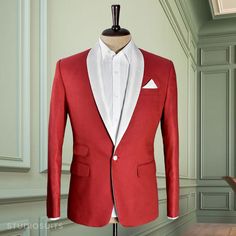 Jacket commissioned by our client from United States.  Fabric : Birdseye Tango Red Cotton, Lapel : Shawl, Satin : White.  #studiosuits #tuxedo #jacket #redtuxedo #fashion #mensfashion #menswear #style #mensoutfits #gentlemanstyle #classymen #welldressedmen Classic Tailored Red Tuxedo, Red Tailored Tuxedo With Notch Lapel, Tailored Red Tuxedo For Semi-formal Events, Formal Single-button Tuxedo Outerwear, Silk Tuxedo-style Outerwear With Lapel Collar, Plaid Tuxedo, Red Tuxedo, Classy Men, Tuxedo Jacket