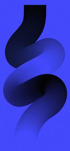 an abstract blue and black background with curved shapes in the shape of a letter s