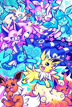 some very cute pokemon wallpapers in different colors