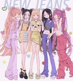 New Jeans Character, Cute Animated Drawings, New Jeans Drawing, Newjeans Anime, New Jeans Makeup, New Jeans Aesthetic, Kpop Fan Art, Newjeans Fanart, Kawaii Posters