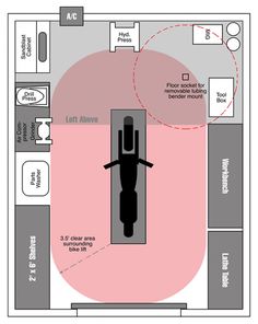 the floor plan for a bathroom with an overhead shower