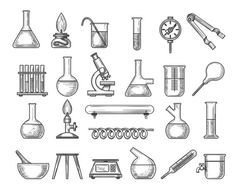 set of science and laboratory equipment