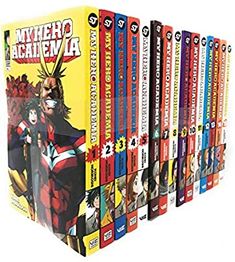 the complete collection of my hero anime dvd's is shown in front of a white background