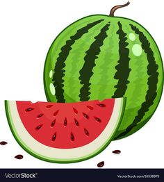 watermelon sliced in half with seeds on white background