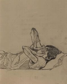 a drawing of a person laying on the ground