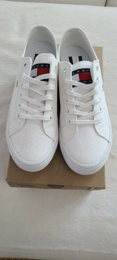 great shoes Canvas Tennis Shoes, Tommy Hilfiger Shoes, Tommy Hilfiger Women, White Canvas, Superga Sneaker, Tennis Shoes, Athletic Shoes, Tommy Hilfiger, Tennis