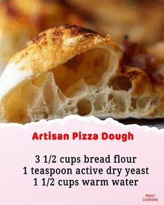 an advertisement for artisan pizza dough with instructions