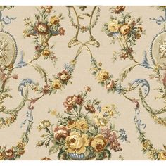 an old fashioned wallpaper with flowers on it