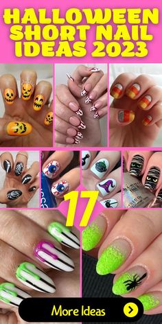 Halloween Designs Short Nails, Short Natural Nail Halloween Designs, Fun Halloween Nails Short, Short Almond Halloween Nails Designs, Spooky Halloween Nails Short Almond, Classy Halloween Nails Short Square, Cute Spooky Nails Short, Halloween Nails Almond Shape Short, Easy Halloween Gel Nails