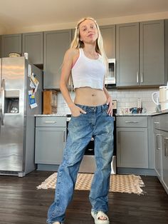 Vintage carpenter jeans cathart fire resistant jeans  30 inch waist  loose baggy fit, wide leg sooo trendy right now  model is 5'4 110 lbs for size reference normally wears a size 25 waist Jeans Loose Fit, 110 Lbs, High Waisted Mom Jeans, Jeans Mom, Carpenter Jeans, Gen Z, Waist Jeans, Baggy Jeans, Low Waist