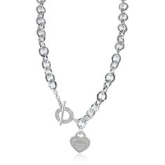 Tiffany & Co. Return To Tiffany Heart Tag Necklace In Sterling Silver Tiffany & Co. Tiffany Heart Chain Necklace, Tiffany Heart Tag Necklace, Tiffany Silver Heart Necklace, Tiffany And Co Heart Tag Necklace, Tiffany And Co Heart Tag Toggle Necklace, Hardware Necklace Tiffany, Return To Tiffany, Heart Tag, Tiffany Heart