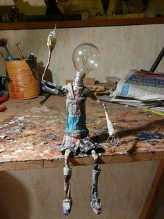 a paper mache sculpture sitting on top of a table