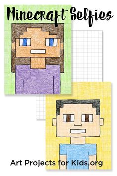 three different colored paper cut outs with the faces of two people