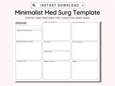 a printable mind map with the words,'minimalist med surr template '