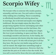 the poem scorpio wife is written in green and black on a light blue background