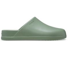 Dylan Clog Croc Dylan Clog, Classic Slide Mules With Rubber Sole, Casual Slide Mules With Rubber Sole, Casual Mules With Textured Sole, Casual Everyday Mules With Textured Sole, Classic Slide Mules With Cushioned Footbed, Casual Slide Mules With Textured Sole, Green Casual Mules With Leather Footbed, Casual Green Leather Clogs