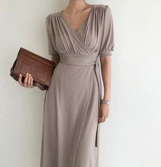 Shirring Dress, Kimono Style Dress, Cotton Wrap Dress, Long Sweaters For Women, Dress Kimono, Shirred Dress, Dress Wrap, Maxi Robes, Beige Dresses