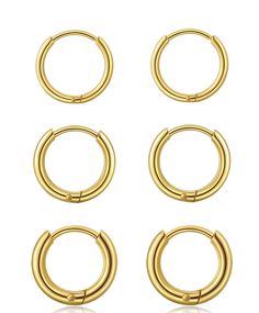 PRICES MAY VARY. Clicker closure, Hinged hoops design, 1.2mm 1.6mm 2.0mm thickness, 8mm diameter gold huggie earrings. Gague is 20G=0.8mm. 316L stainless surgical steel hoop earrings, Hypoallergenic. Suitable for first hole, second hole, third hole. And also can be used as cartilage hoop earring, helix piercing jewelry. What size is best for cartilage hoops? ---The cartilage hoop earring you need will depend on your skin thickness and piercing location, recommended lengths are usually 6mm or 8mm Conch Piercing Jewelry, Gold Huggie Earrings, Helix Piercing Jewelry, Small Gold Hoop Earrings, Daith Earrings, Small Gold Hoops, Cartilage Earrings Hoop, Cartilage Hoop, Helix Earrings