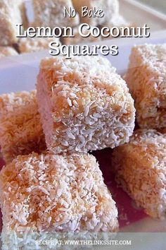 several pieces of rice krispy treats on a plate