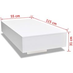 a white box is shown with measurements for the top and bottom drawers on each side