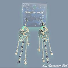 Studio Ghibli Spirited Away Haku Bling Drop Earrings Product Details: Dangle Earrings Alloy; Zinc; Acrylic New ***Sold Out And Out Of Stock*** Rare And Hard To Get*** Coraline Earrings, Magical Accessories, Fairy Jewelry, Her Universe, Jewelry Studio, Hard To Get, Blue Earrings, Studio Ghibli, Blue And Silver