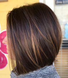 #44: Smooth Brunette Lob with Subtle Highlights Popular Short Hairstyles, Medium Bob Hairstyles, Fav Color, Short Hairstyles For Thick Hair, Long Bob Hairstyles, Haircut For Thick Hair, Medium Hair Cuts, Dark Brown Hair