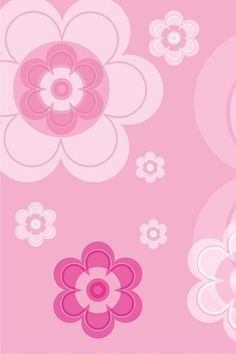 a pink and white flower wallpaper with lots of flowers on the side of it