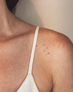 Flying Bird Tattoos | Tattoofilter Shoulder Dainty Tattoos For Women, Tiny Front Shoulder Tattoo, Delicate Micro Tattoo, Mini White Tattoos, Minimalist River Tattoo, Flying Bird Tattoos, Inside Upper Arm Tattoos For Women, Ups And Downs Tattoo, Grounding Tattoo