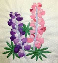 applique lupin flower block pattern. 1 of more than 55 flower blocks by Ruth Blanchet Purple Fabrics, Baltimore Album Quilt, How To Quilt, Applique Flower, Applique Flowers, Applique Art, Flower Quilts, Christmas Applique, Pink Quilts