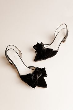 Eloise Black Bow Heel-Adult Ivy City Co, Stretch Strap, Black Velvet Bow, Bow Heels, Bow Shoes, Shoe Closet, Crazy Shoes, Pretty Shoes, Shoe Obsession