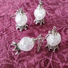 "Part of my Seance Collection, these little crystal balls convey a bit of mystery & a little whimsy. Earrings measure 1.5\" in length from the top of the nickel-free earring hook. Please see photos for details. Your order will arrive gift boxed.  Please let me know if you have any questions.  Thank you for looking.  Blessed be." Crystal Round Earrings With Ear Wire, Mystical Silver Dangle Crystal Earrings, Mystical Nickel-free Crystal Drop Earrings, Adjustable Nickel-free White Crystal Earrings, Silver Nickel-free Spiritual Crystal Earrings, Crystal Ball Earrings, Moon And Star Earrings, Labradorite Crystal, Nickel Free Earrings