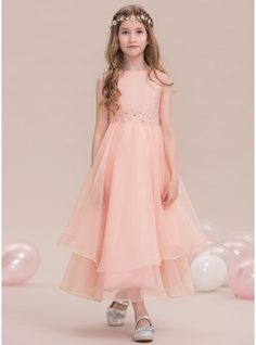 JJsHouse A-Line Scoop Neck Ankle-Length Beading Sequins Zipper Up Regular Straps Sleeveless No Pearl Pink General Plus Organza Fall Spring Summer Junior Bridesmaid Dress. #JJsHouse #ALine #ScoopNeck #AnkleLength #Beading #Sequins #ZipperUp #RegularStraps #Sleeveless #No #PearlPink #General #Plus #Organza #Fall #Spring #Summer #JuniorBridesmaidDress Bridesmaid Dresses Ankle Length, Beaded Bridesmaid Dress, Sleeveless Flower Girl Dresses, Satin Tulle, Ankle Length Dress, Scoop Neck Dress, Dress Flower