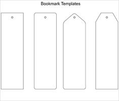 four bookmark templates are shown in three different shapes and sizes, one is blank