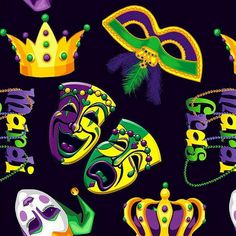 mardi gras masks on a black background