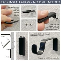 instructions on how to install an easy installation no drill needed for the wall mounted brackets