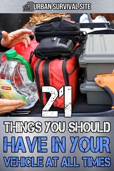 the back of a car filled with luggage and items to pack up for an urban survival site