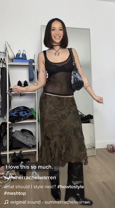 Slowdive Concert Outfit, Mesh Dress Outfit Street Style, Layered Slip Dress Outfit Grunge, Skirts Grunge, Grunge Concert Outfit, Lace Slip Dress Outfit Y2k, Black Fitted Fairy Grunge Skirt, Black Slip Dress Outfit, Blood Outfit